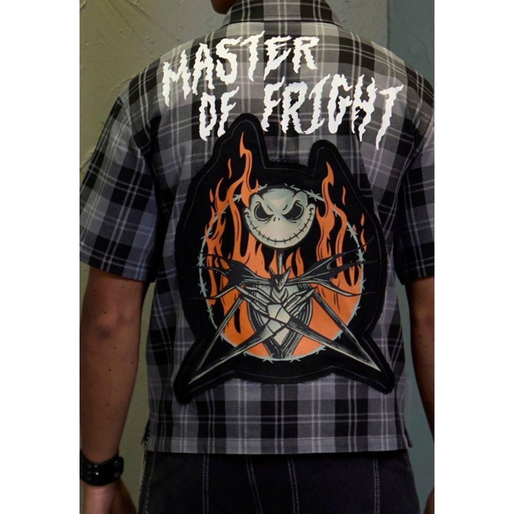 Nightmare Before Christmas Jack Skelling Master Of Freight Cropped Plaid Shirt L